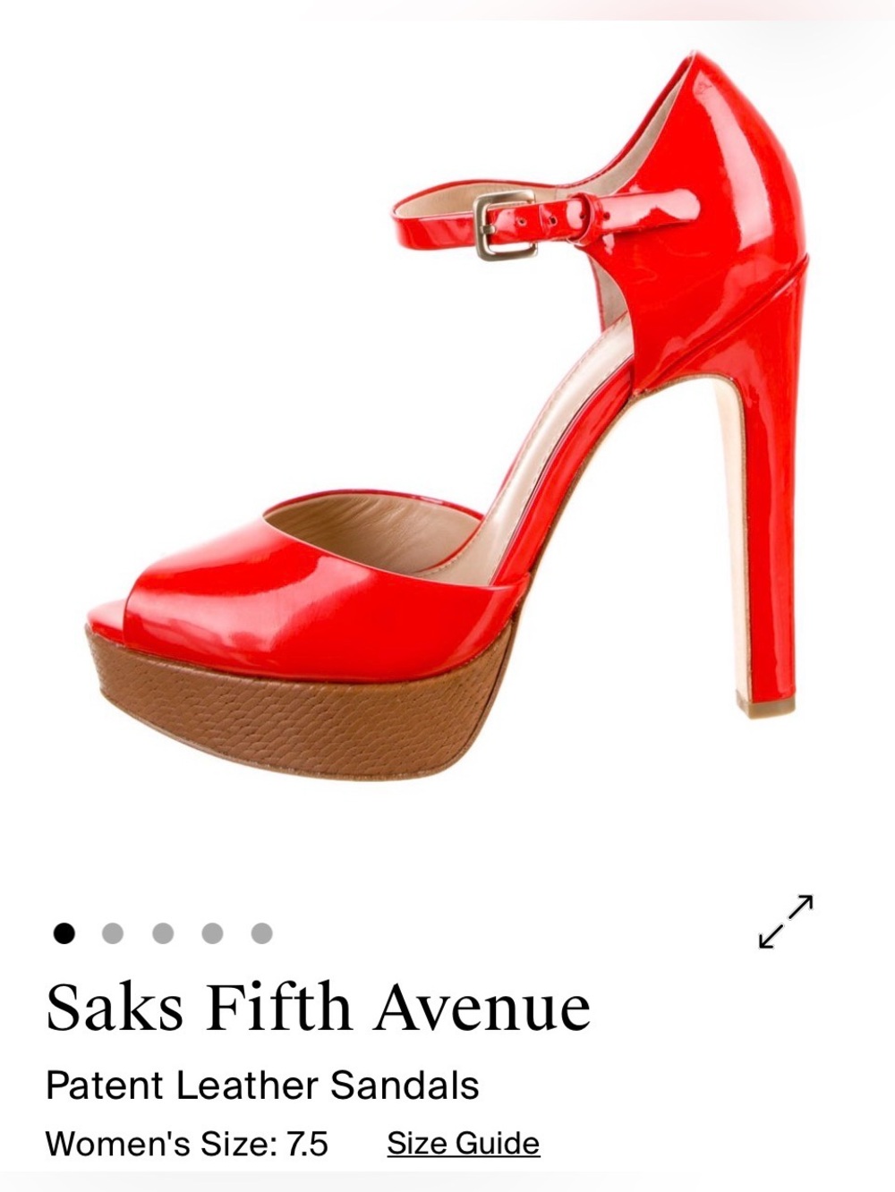 Saks Fifth Avenue Orange Patent Leather Platform Heels 7.5